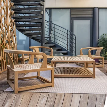 Lauko laisvalaikio medžio masyvo sofa lentelė terasa naujos Kinų stiliaus vila sodas sodas high-end baldai