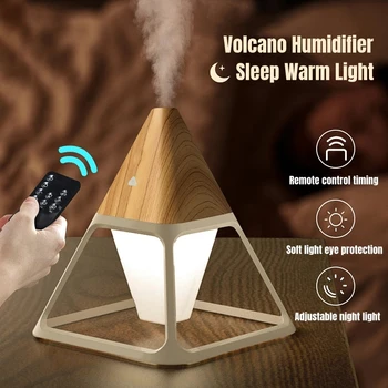 USB Medienos Grūdų Vulkanas Piramidės Oro Drėkintuvas Nuotolinio Valdymo Aromaterapijoje eterinis Aliejus Difuzoriaus su Šilta Lempa Aromatas Difusor